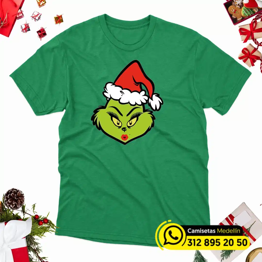 camiseta navideña grinch verde
